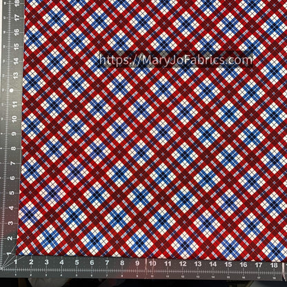 Red White Blue USA Plaid Fabric C1343 American - Mary Jo Fabrics