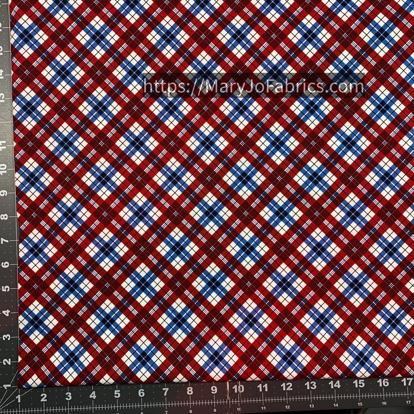 Red White Blue USA Plaid Fabric C1343 American - Mary Jo Fabrics