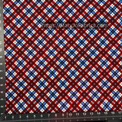 Red White Blue USA Plaid Fabric C1343 American - Mary Jo Fabrics