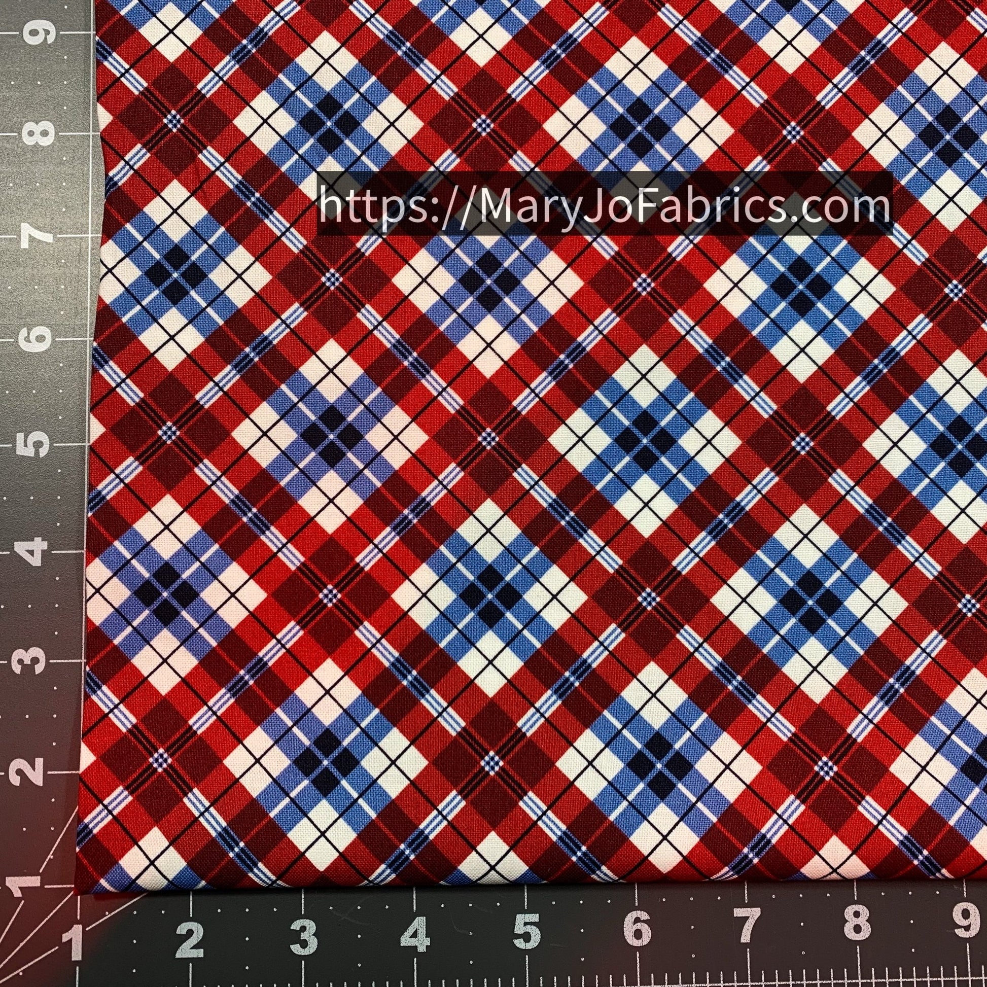 Red White Blue USA Plaid Fabric C1343 American - Mary Jo Fabrics