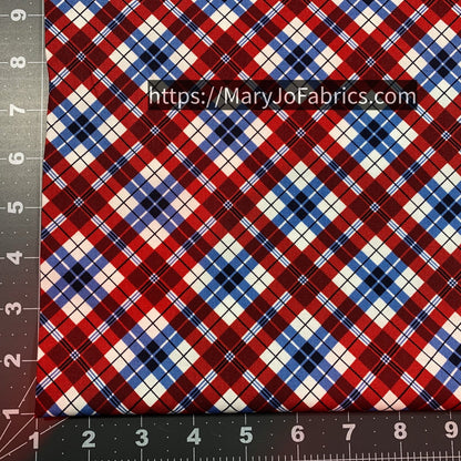 Red White Blue USA Plaid Fabric C1343 American - Mary Jo Fabrics