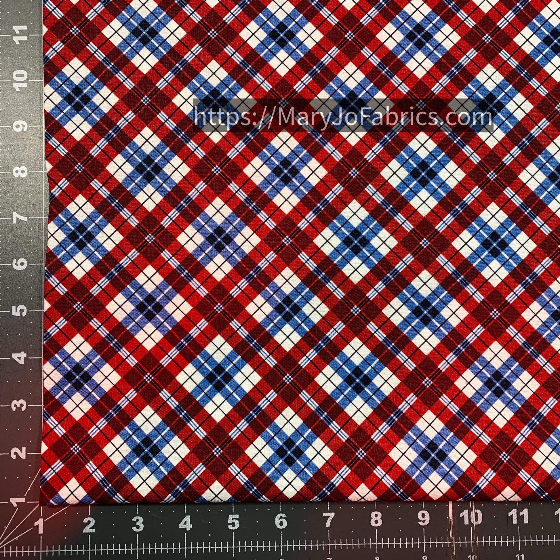 Red White Blue USA Plaid Fabric C1343 American - Mary Jo Fabrics
