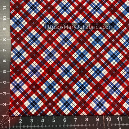 Red White Blue USA Plaid Fabric C1343 American - Mary Jo Fabrics