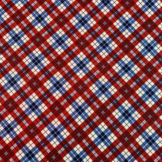 Red White Blue USA Plaid Fabric C1343 American - Mary Jo Fabrics