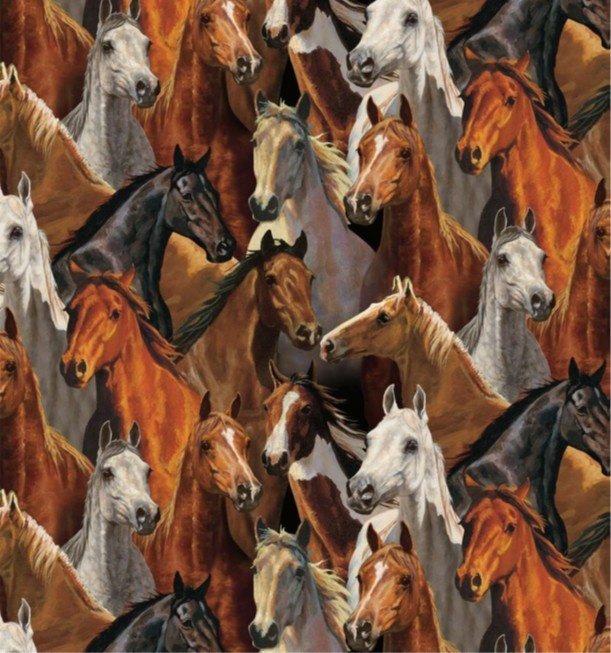 Rivers Bend Horses Fabric Cotton 1756 - 1283 - Mary Jo Fabrics