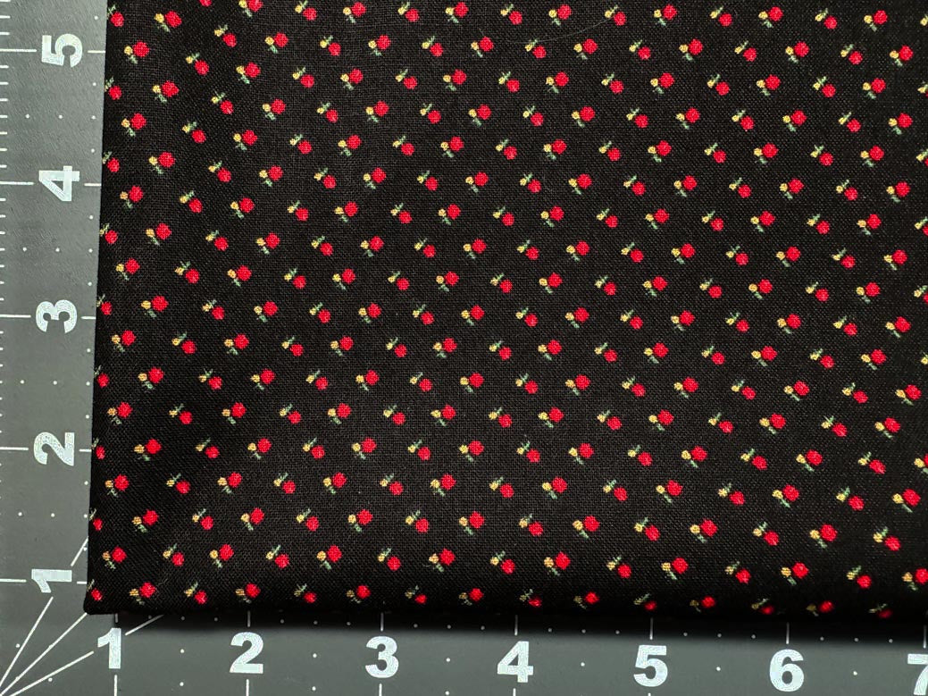 Gilded rose fabric on black CM1255 mini roses