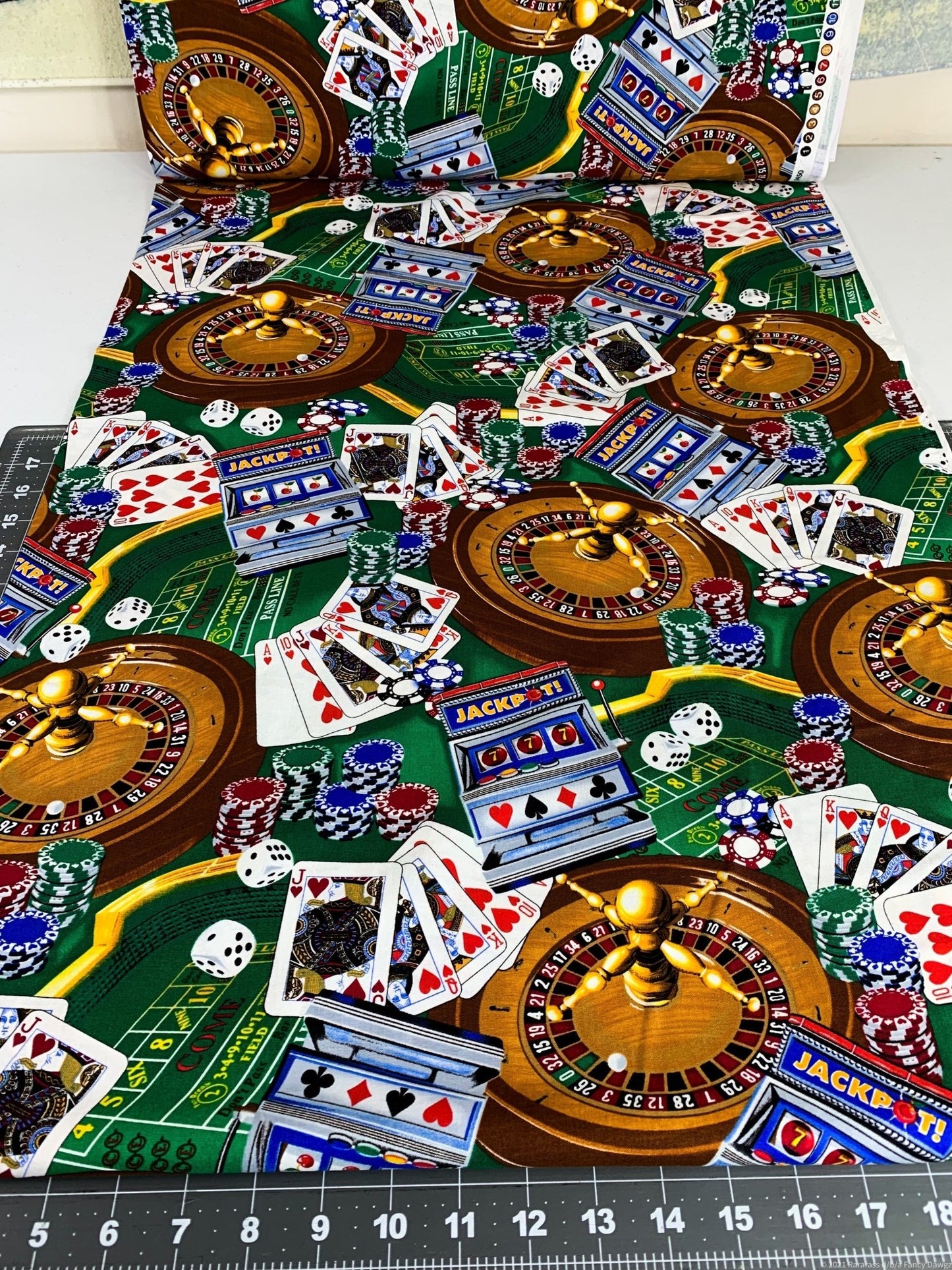 Roulette Casino fabric C1450 Gambling cotton fabric - Mary Jo Fabrics