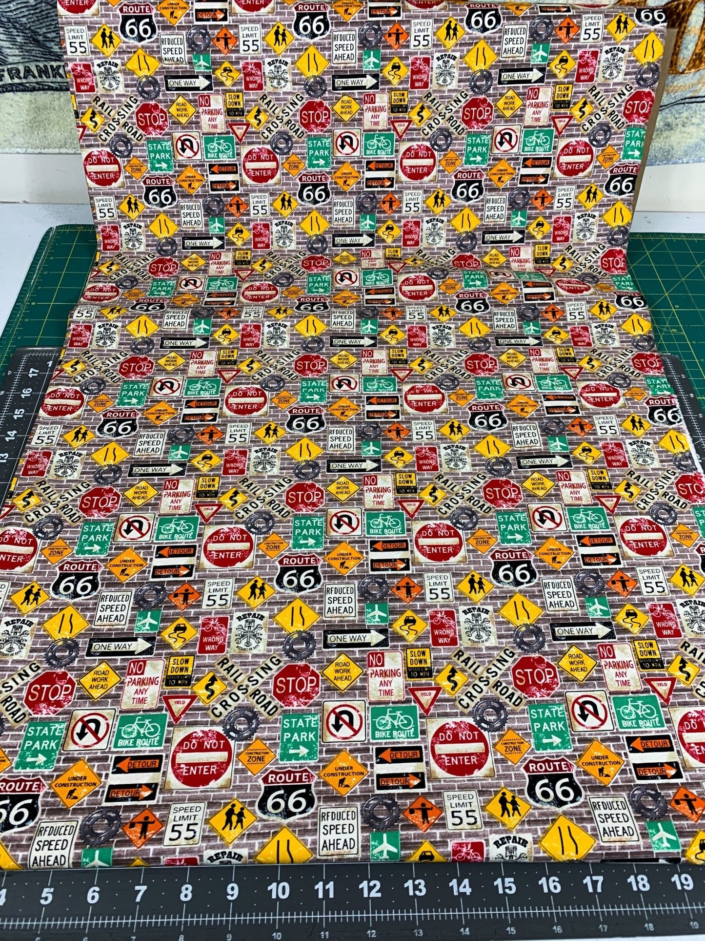 Route 66 Road sign cotton fabric 512 - 30 fabric - Mary Jo Fabrics