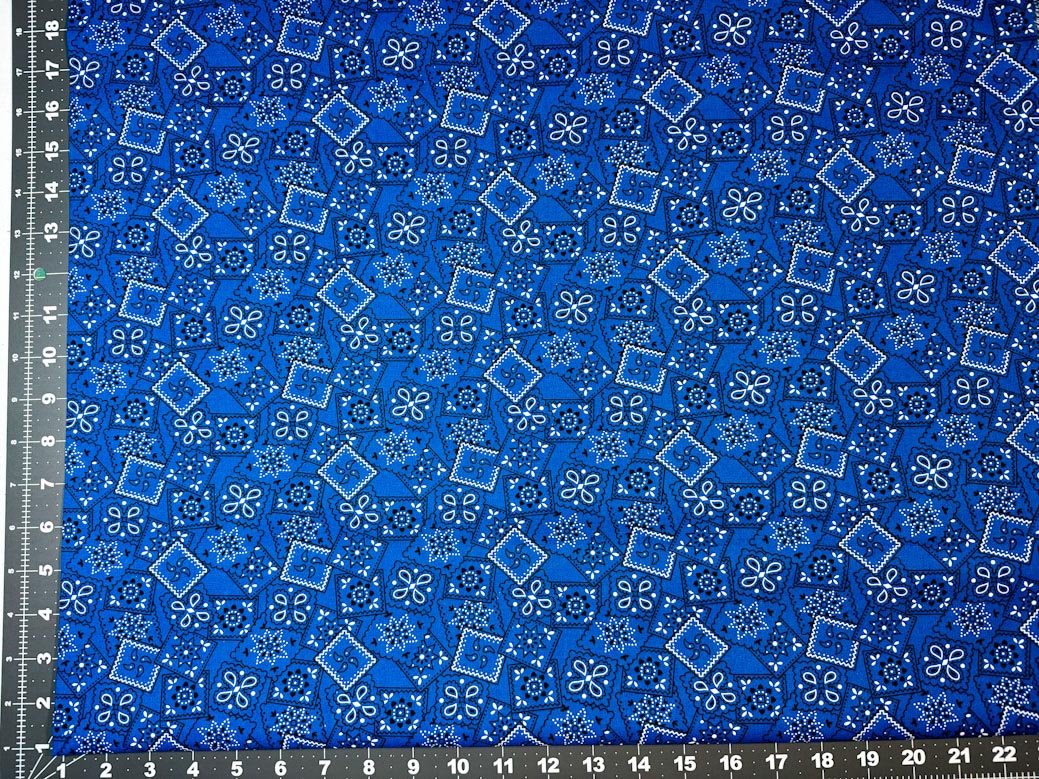 Royal Blue Bandana fabric 11684 - Mary Jo Fabrics