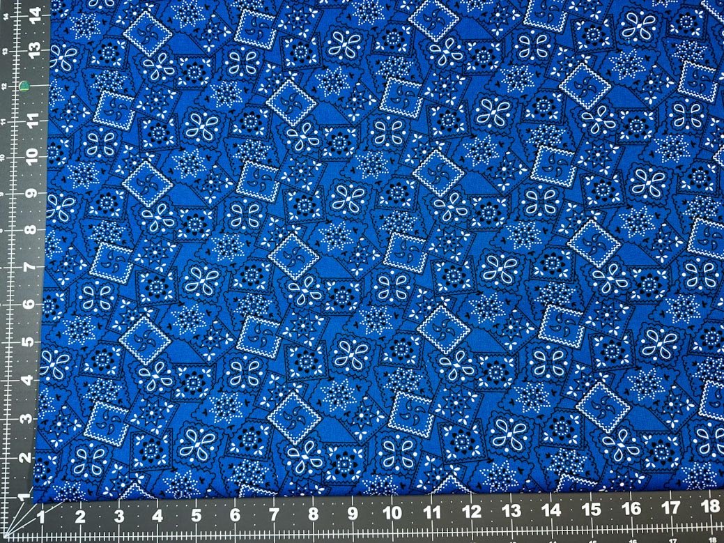 Royal Blue Bandana fabric 11684 - Mary Jo Fabrics