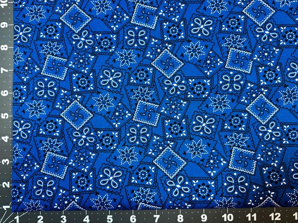 Royal Blue Bandana fabric 11684 - Mary Jo Fabrics