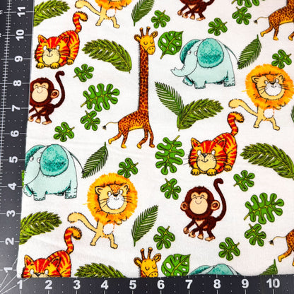Safari Animal FLANNEL fabric 14922 lion giraffe monkey - Mary Jo Fabrics