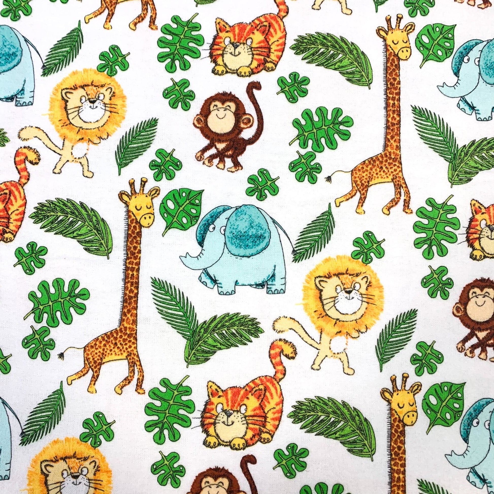 Safari Animal FLANNEL fabric 14922 lion giraffe monkey - Mary Jo Fabrics
