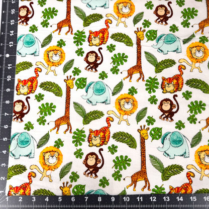 Safari Animal FLANNEL fabric 14922 lion giraffe monkey - Mary Jo Fabrics