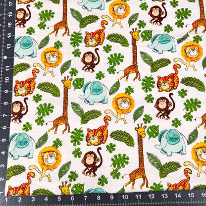 Safari Animal FLANNEL fabric 14922 lion giraffe monkey - Mary Jo Fabrics