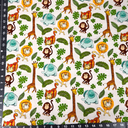 Safari Animal FLANNEL fabric 14922 lion giraffe monkey - Mary Jo Fabrics