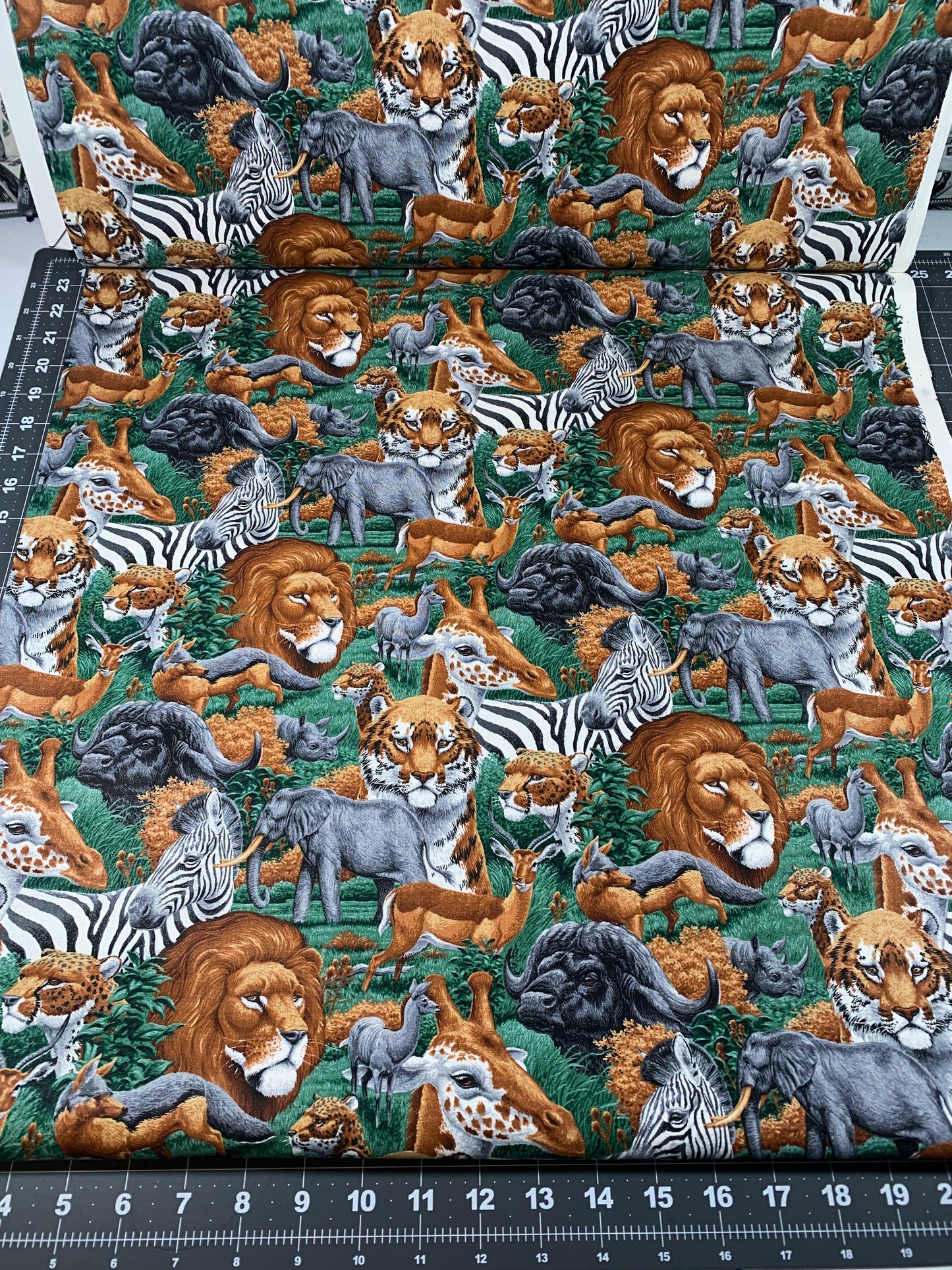African Safari animal fabric lions zebras elephants