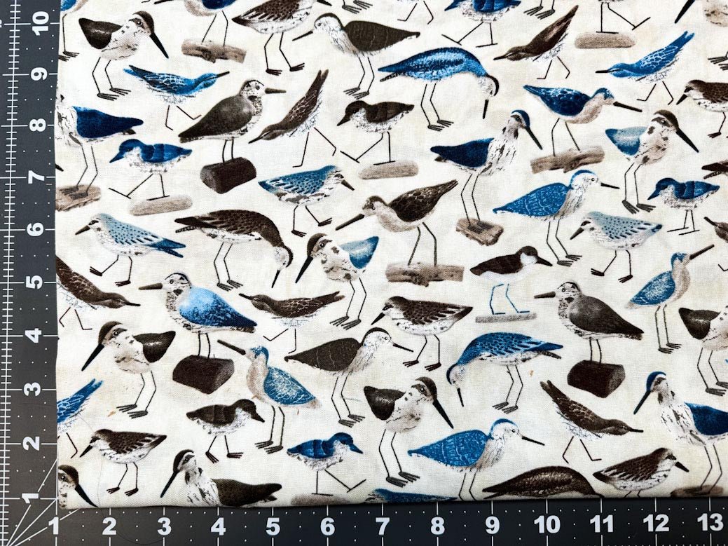 Sandpiper bird fabric C8290 Water birds - Mary Jo Fabrics