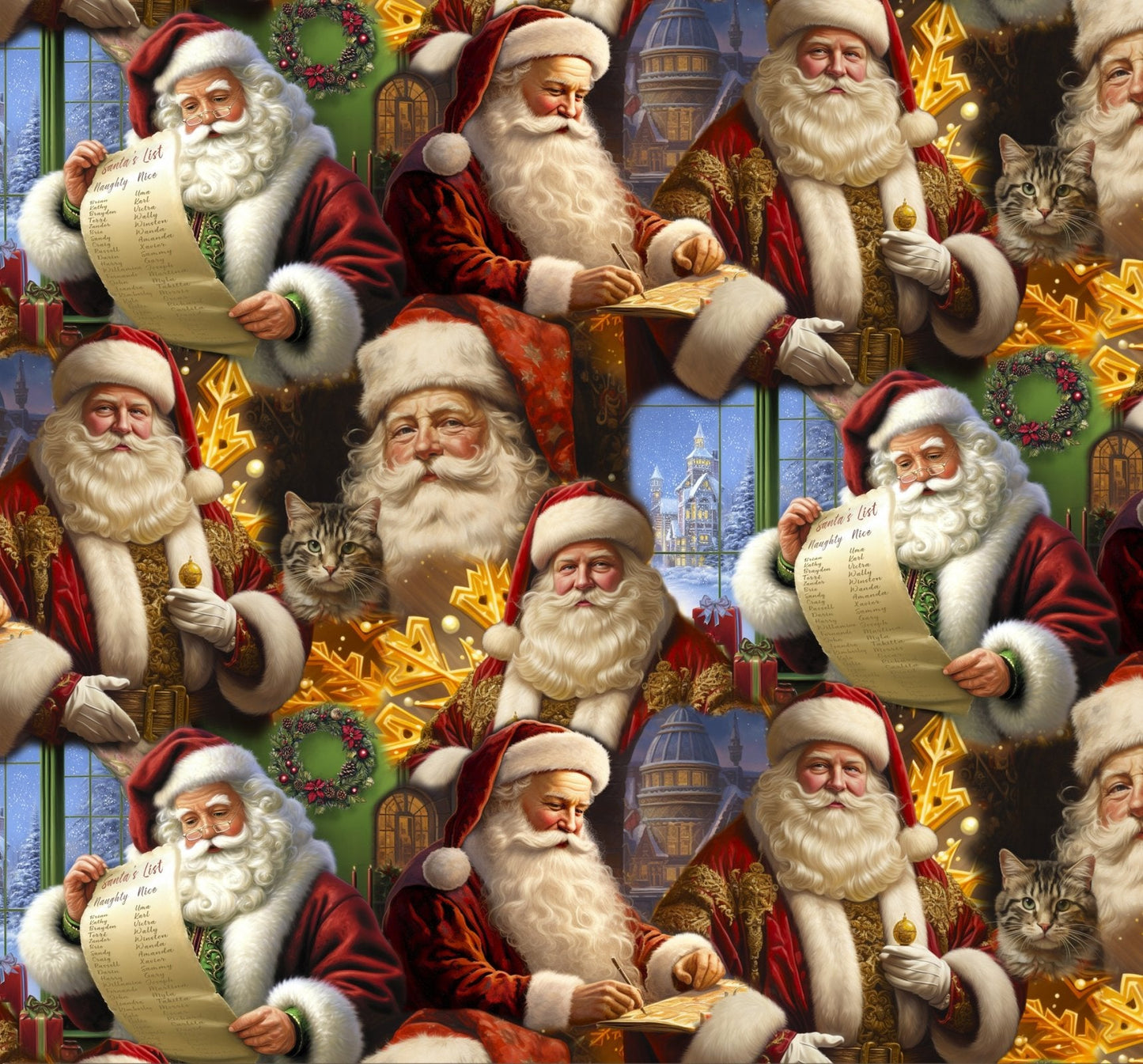 Santa Claus Fabric AL-7331-6C Christmas Fabric Santa's List - Mary Jo Fabrics
