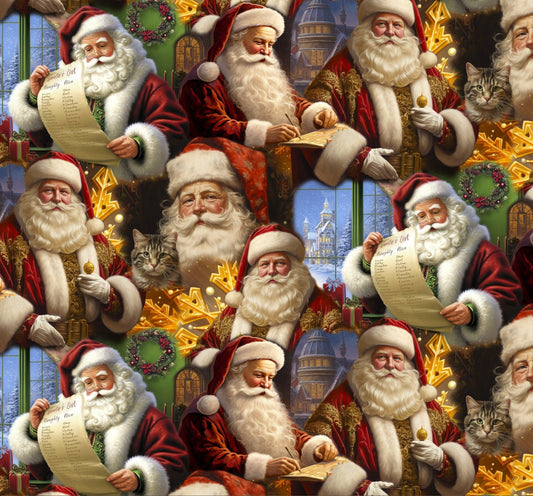 Santa Claus Fabric AL-7331-6C Christmas Fabric Santa's List - Mary Jo Fabrics