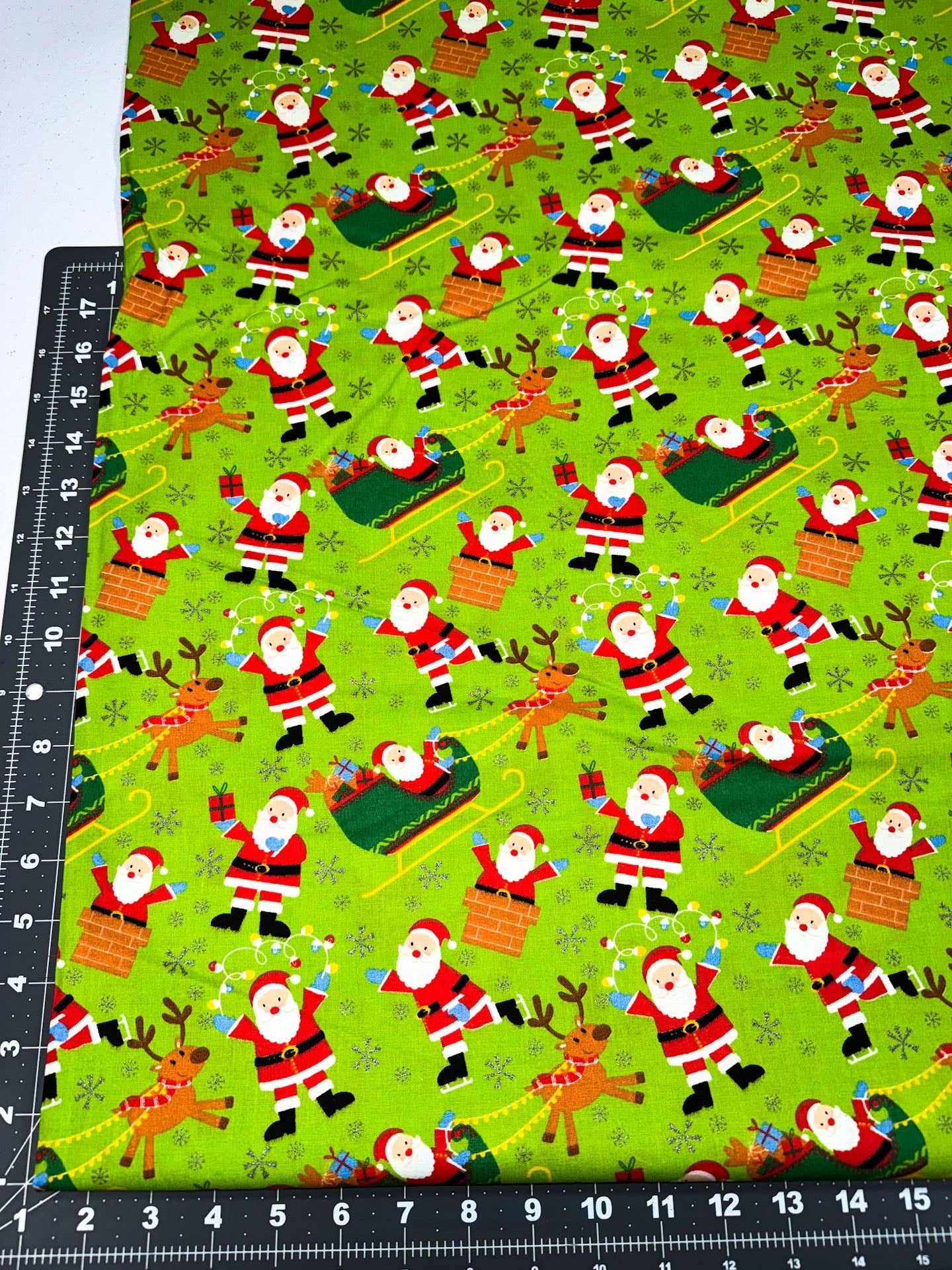 Santa Claus Reindeer fabric 49679 Christmas fabric - Mary Jo Fabrics