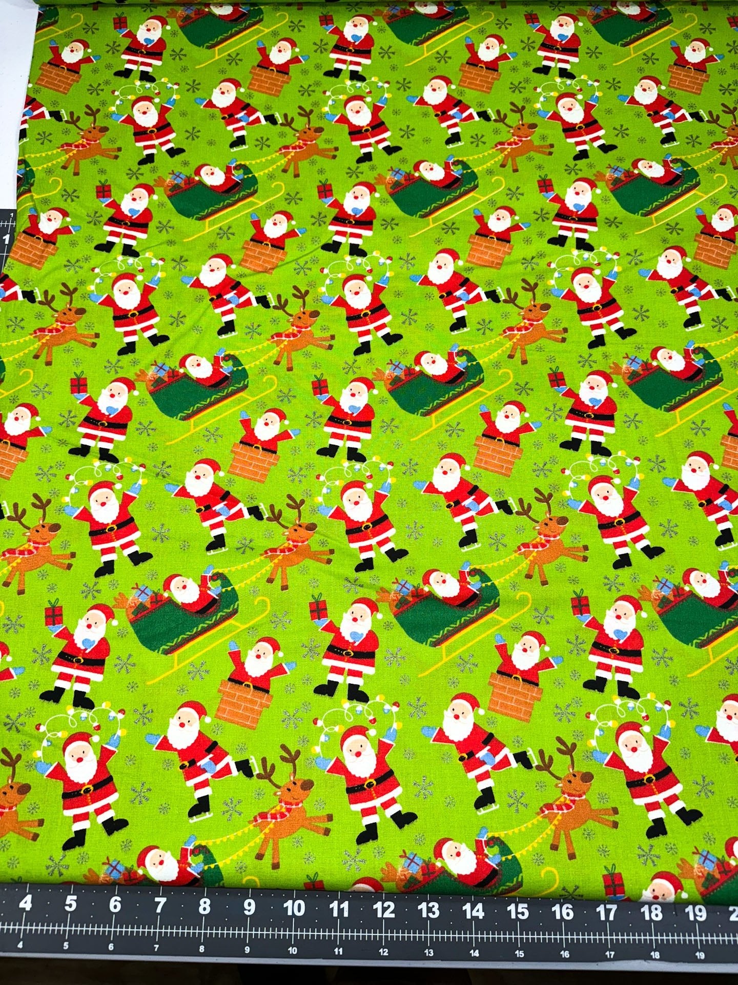 Santa Claus Reindeer fabric 49679 Christmas fabric - Mary Jo Fabrics