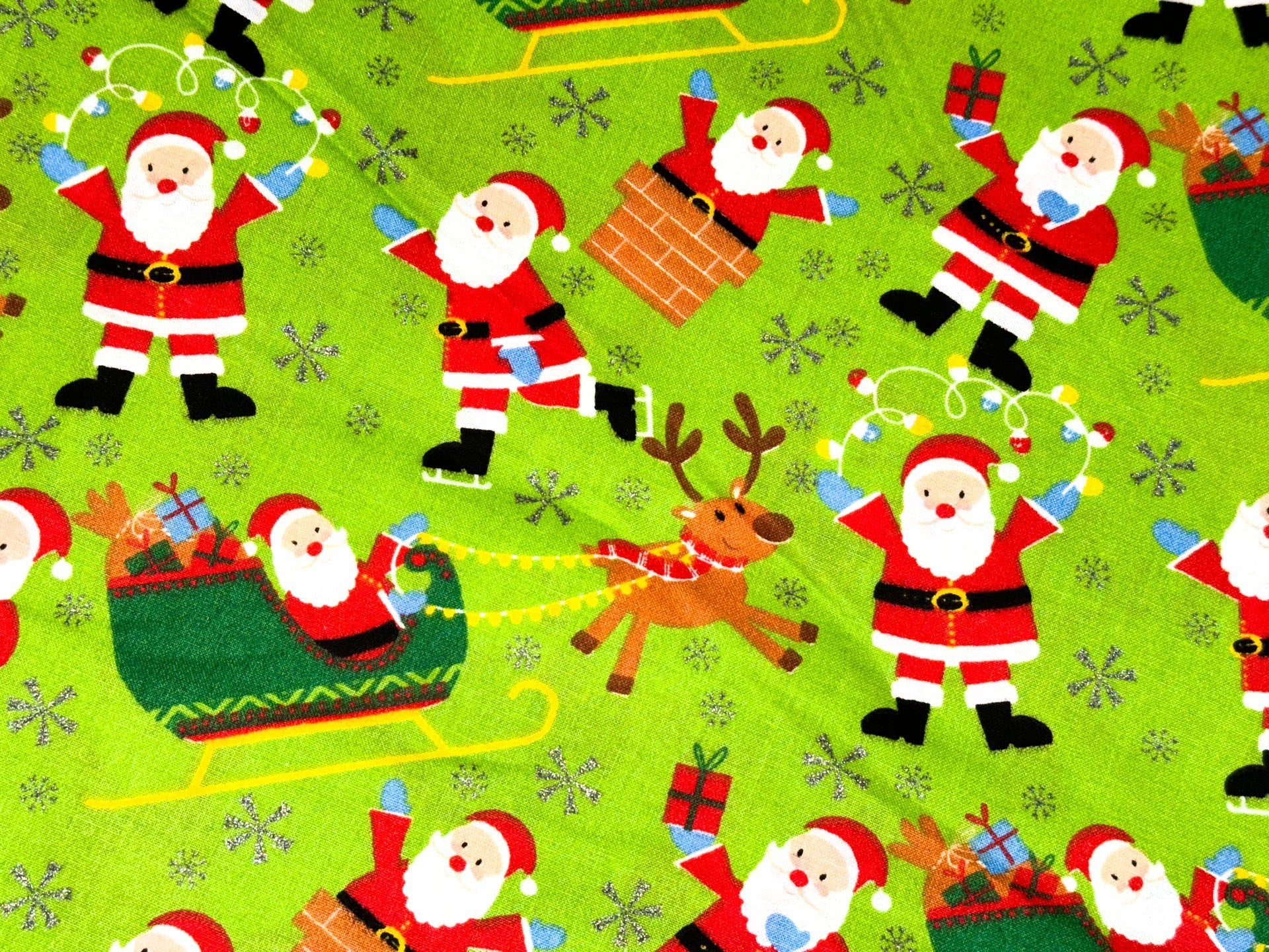 Santa Claus Reindeer fabric 49679 Christmas fabric - Mary Jo Fabrics