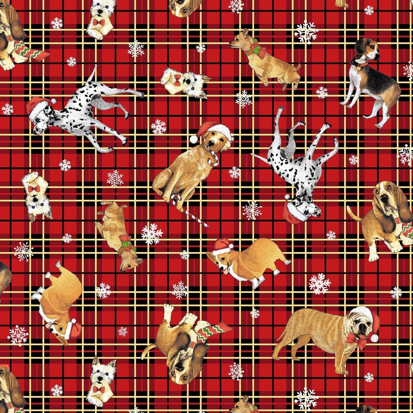 Santa Dog Christmas fabric 6349 - 88 Santa Claus Dog Fabric - Mary Jo Fabrics