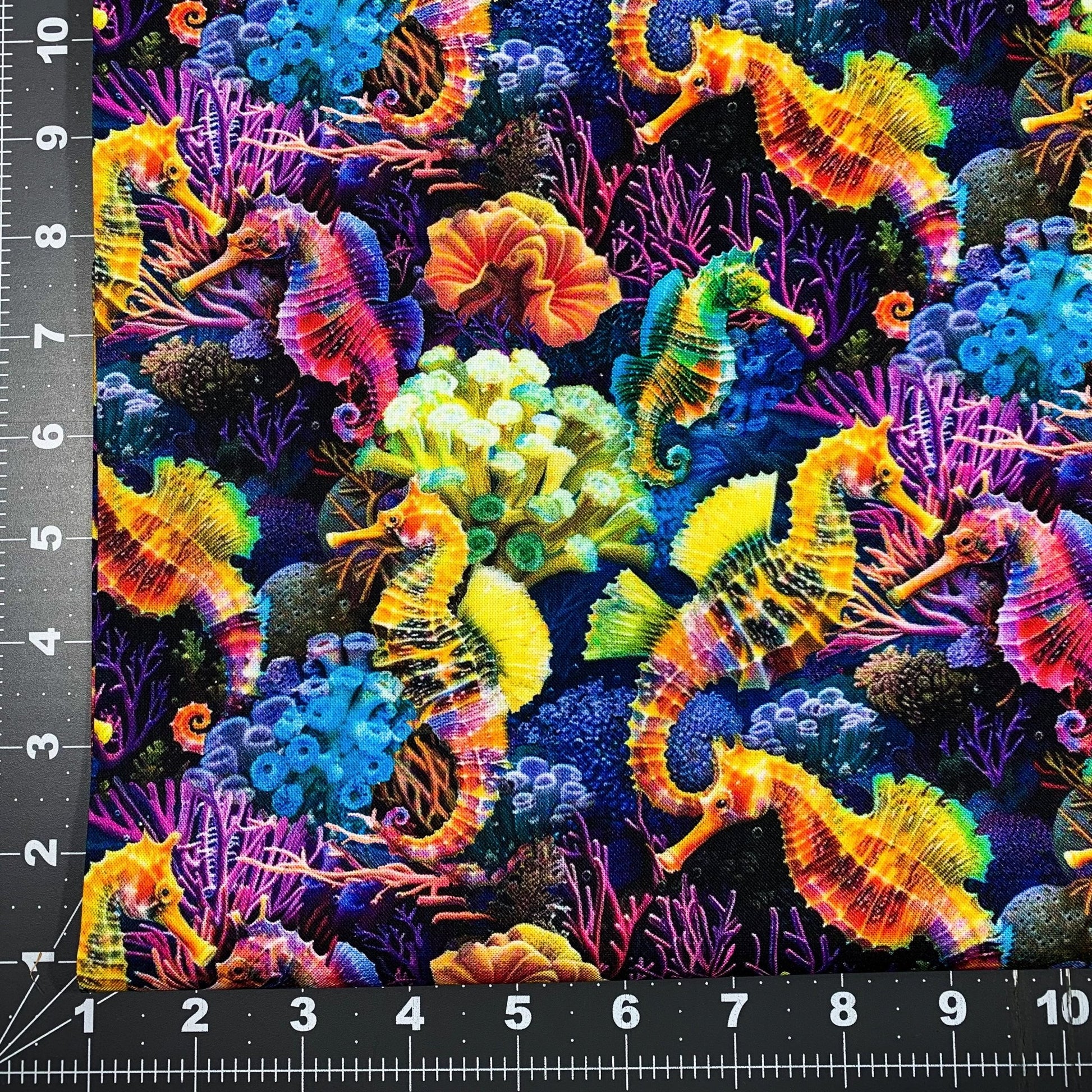 Sea Reef Seahorses Fabric CD3813 Ocean Cotton Fabric - Mary Jo Fabrics