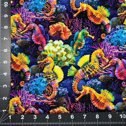Sea Reef Seahorses Fabric CD3813 Ocean Cotton Fabric - Mary Jo Fabrics