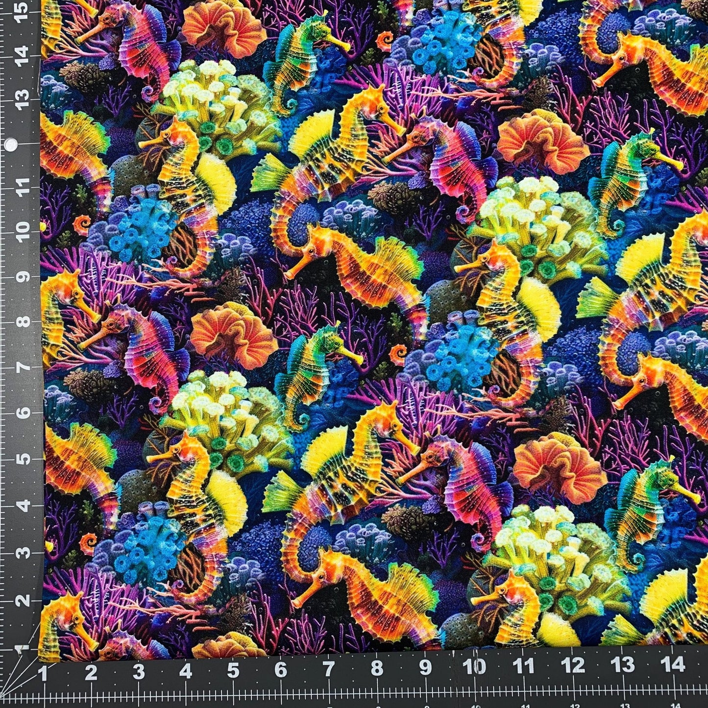 Sea Reef Seahorses Fabric CD3813 Ocean Cotton Fabric - Mary Jo Fabrics