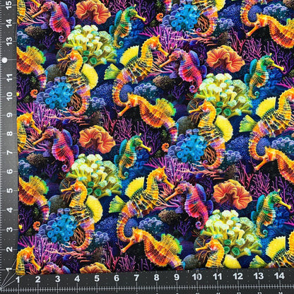 Sea Reef Seahorses Fabric CD3813 Ocean Cotton Fabric - Mary Jo Fabrics