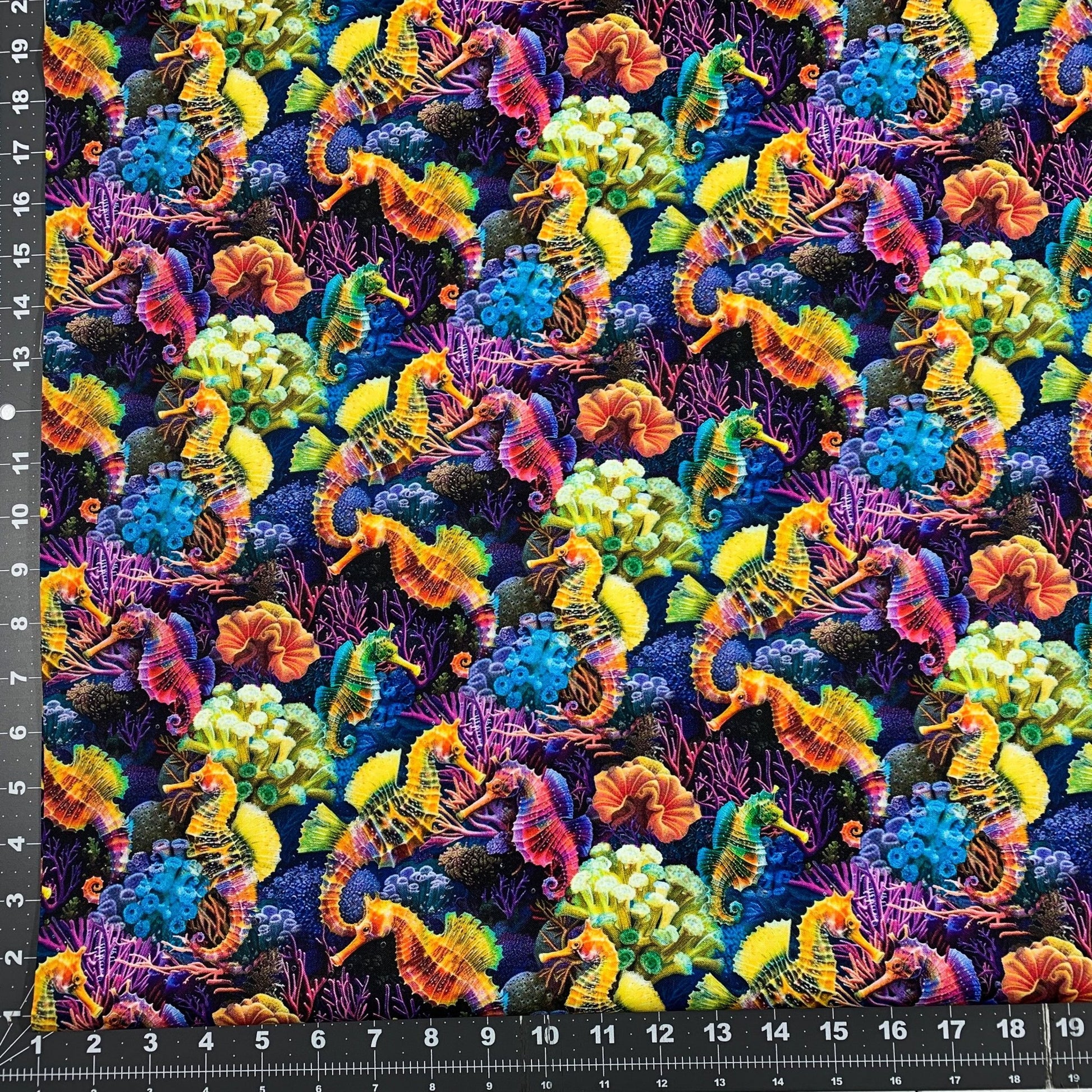 Sea Reef Seahorses Fabric CD3813 Ocean Cotton Fabric - Mary Jo Fabrics