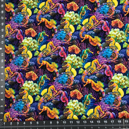 Sea Reef Seahorses Fabric CD3813 Ocean Cotton Fabric - Mary Jo Fabrics