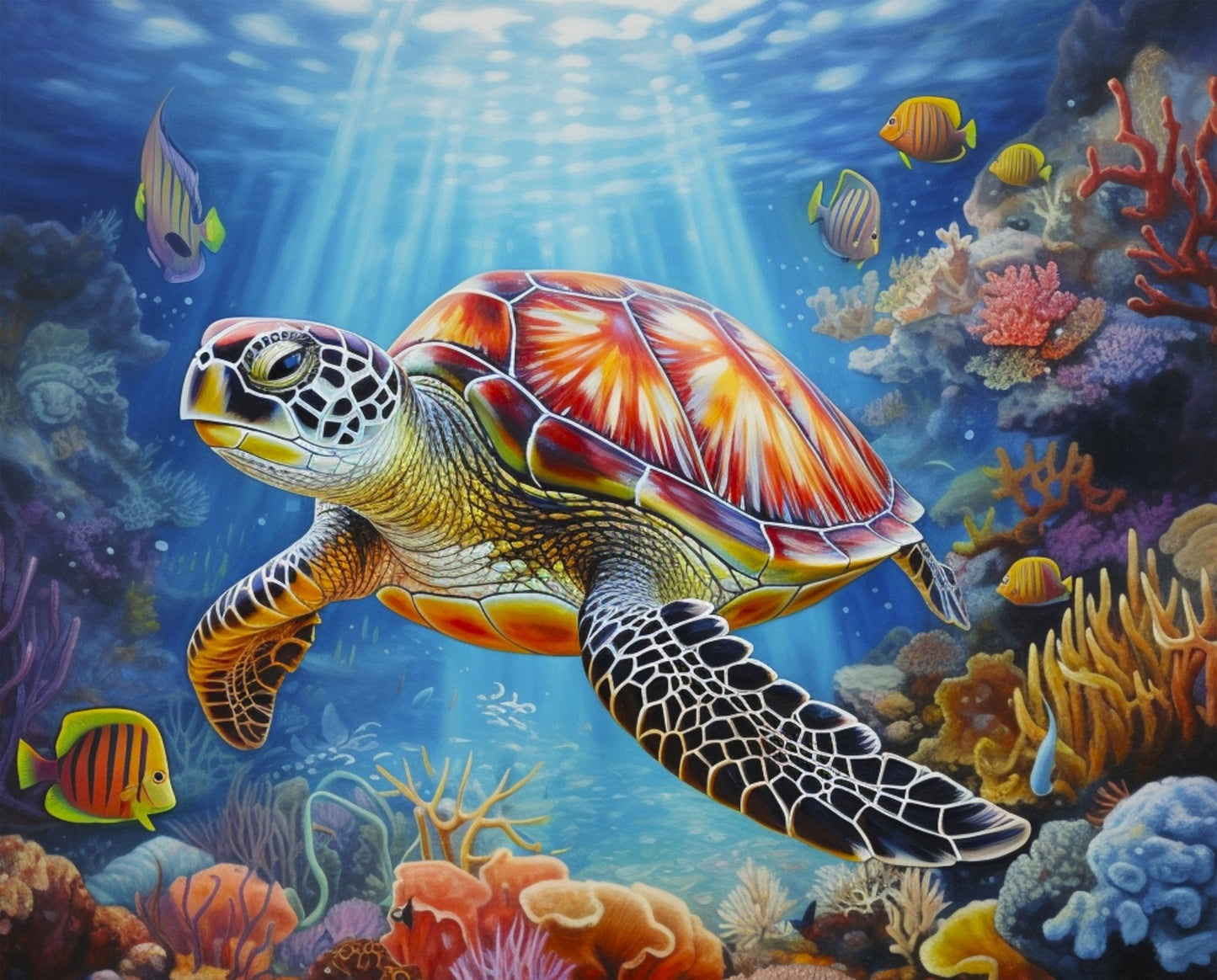 Sea Turtle quilt panel AL64513C1 Underwater Ocean Panel - Mary Jo Fabrics