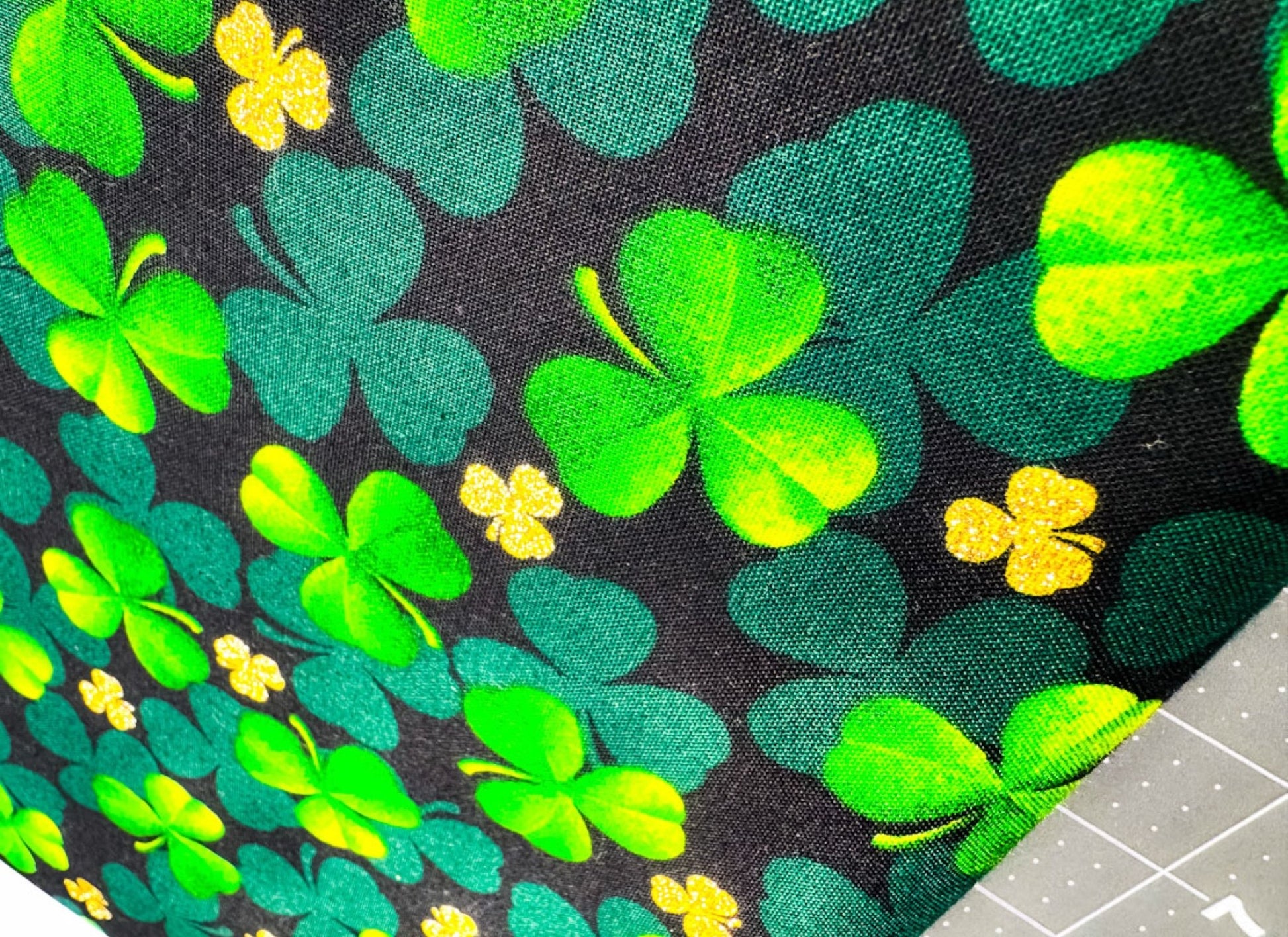 Shades of Clover Fabric 16298226 Gold Glitter Shamrocks - Mary Jo Fabrics