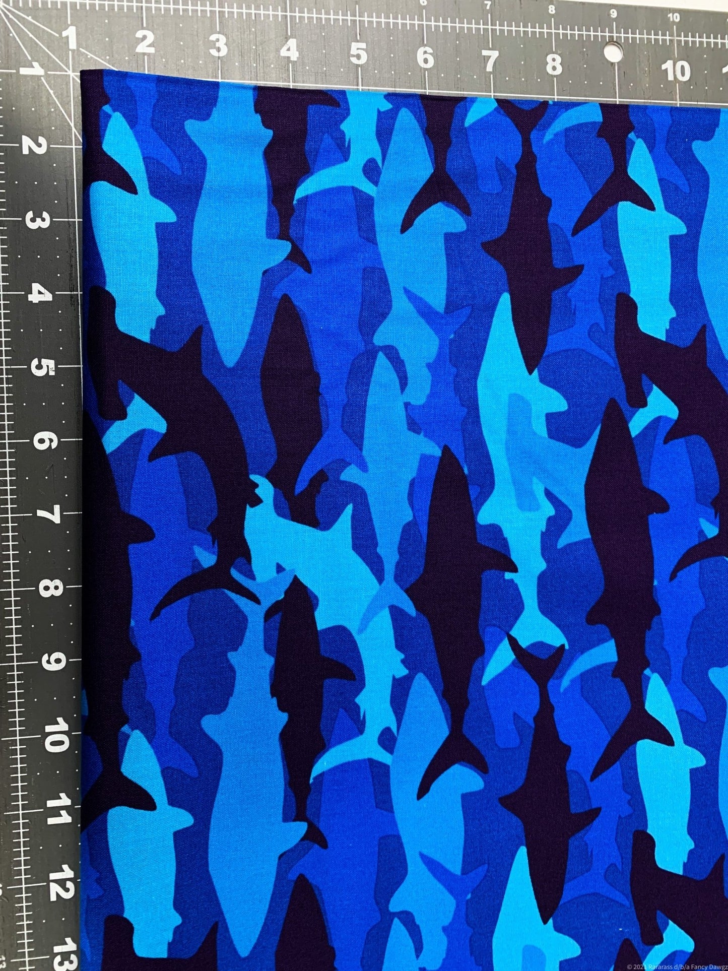 Shark fabric 32679C Blue Shark camo fabric - Mary Jo Fabrics