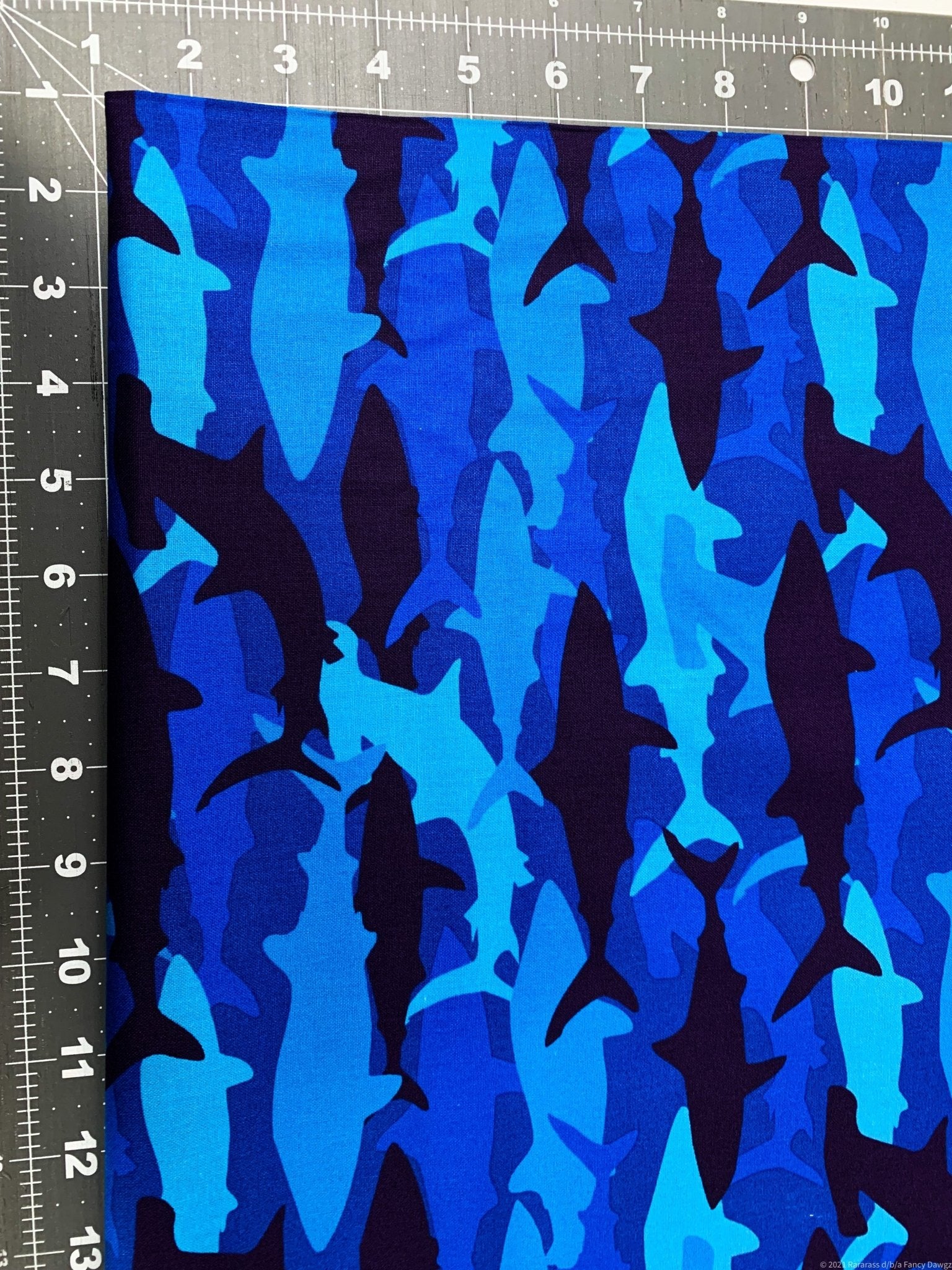 Shark fabric 32679C Blue Shark camo fabric - Mary Jo Fabrics