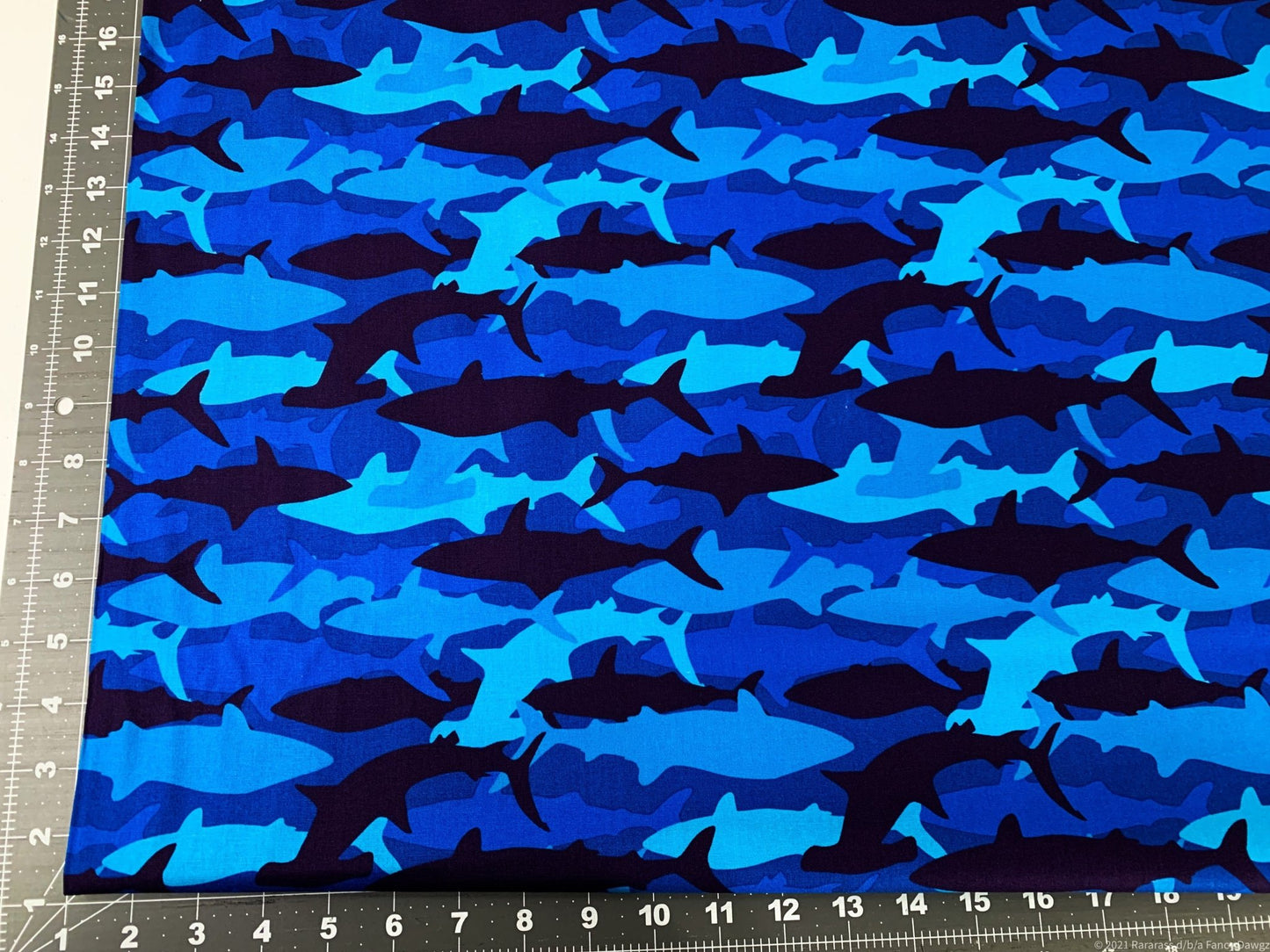 Shark fabric 32679C Blue Shark camo fabric - Mary Jo Fabrics