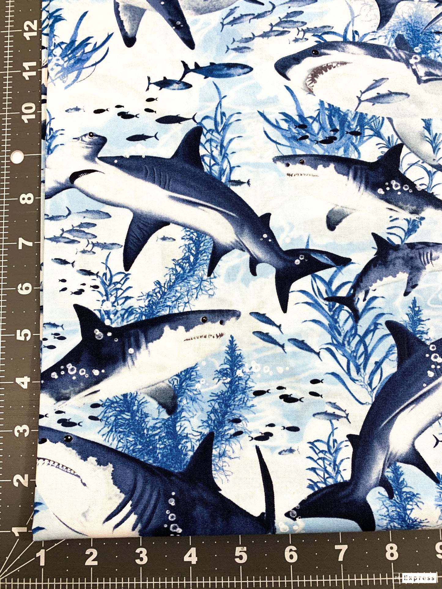 Shark fabric C7980 sharks cotton fabric - Mary Jo Fabrics