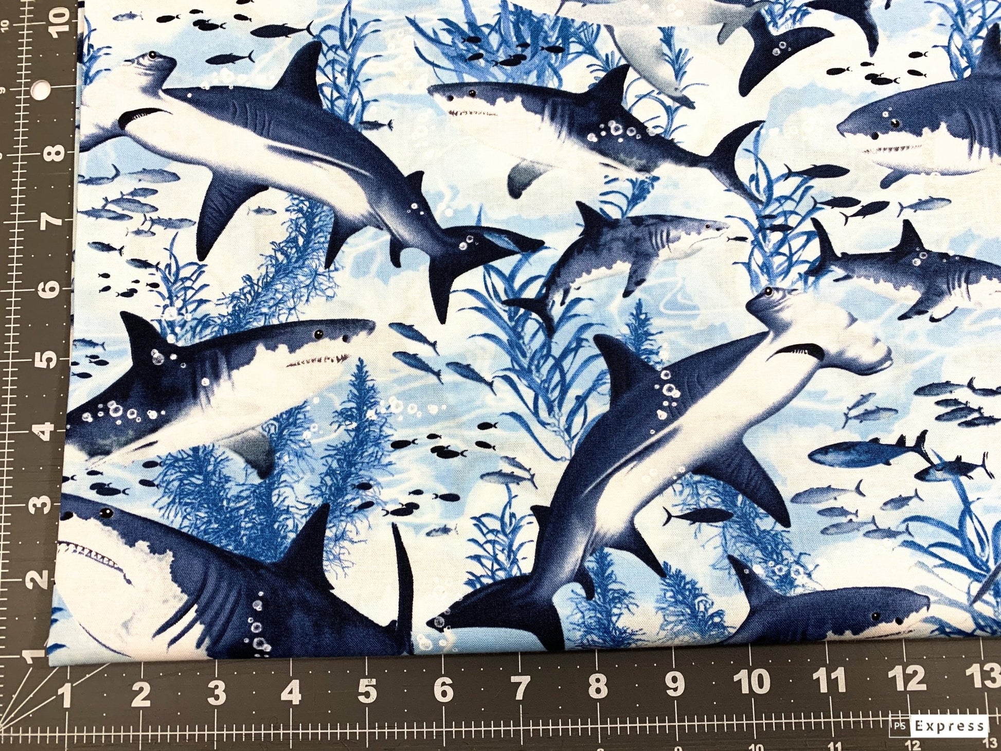 Shark fabric C7980 sharks cotton fabric - Mary Jo Fabrics