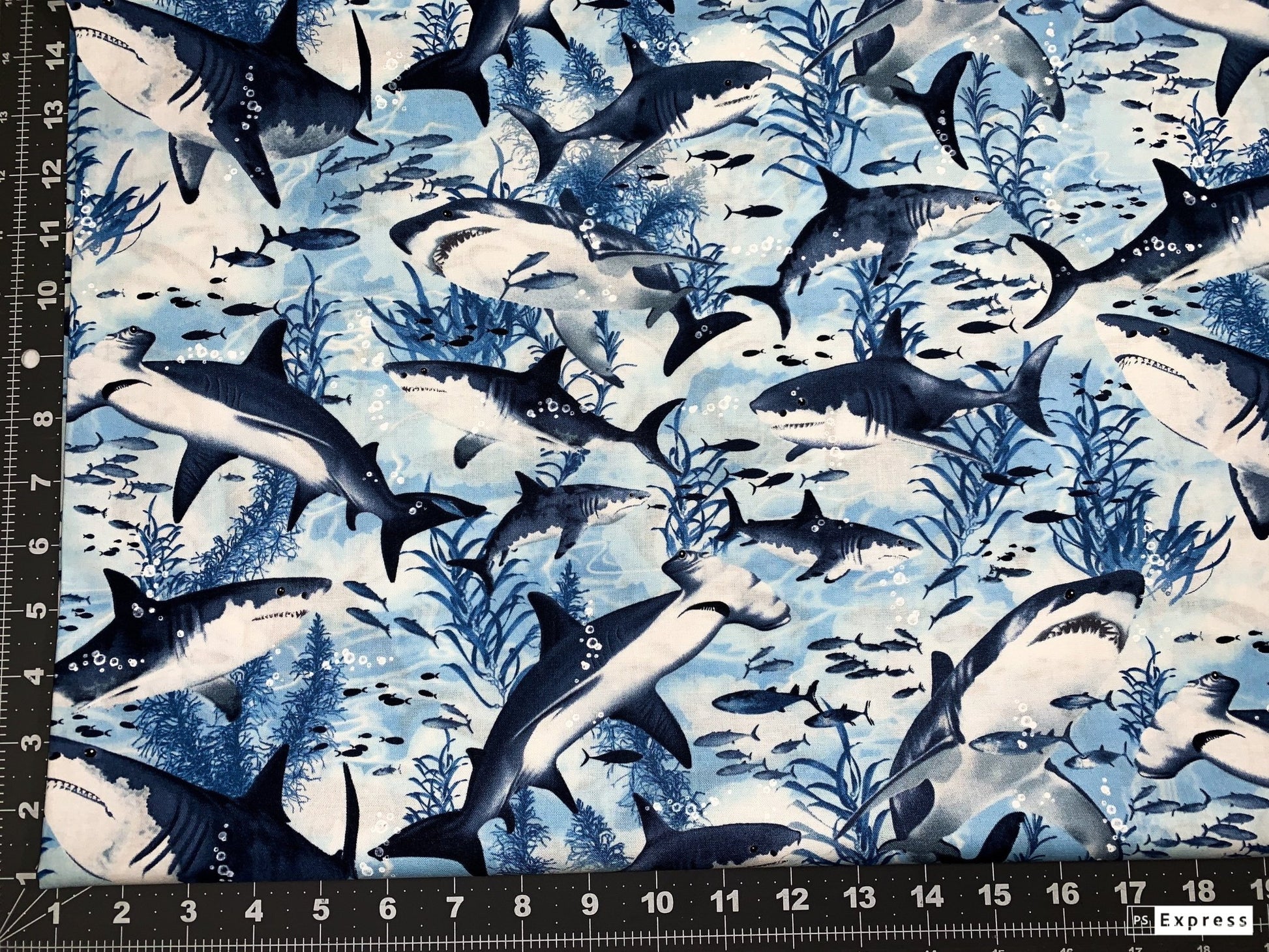 Shark fabric C7980 sharks cotton fabric - Mary Jo Fabrics