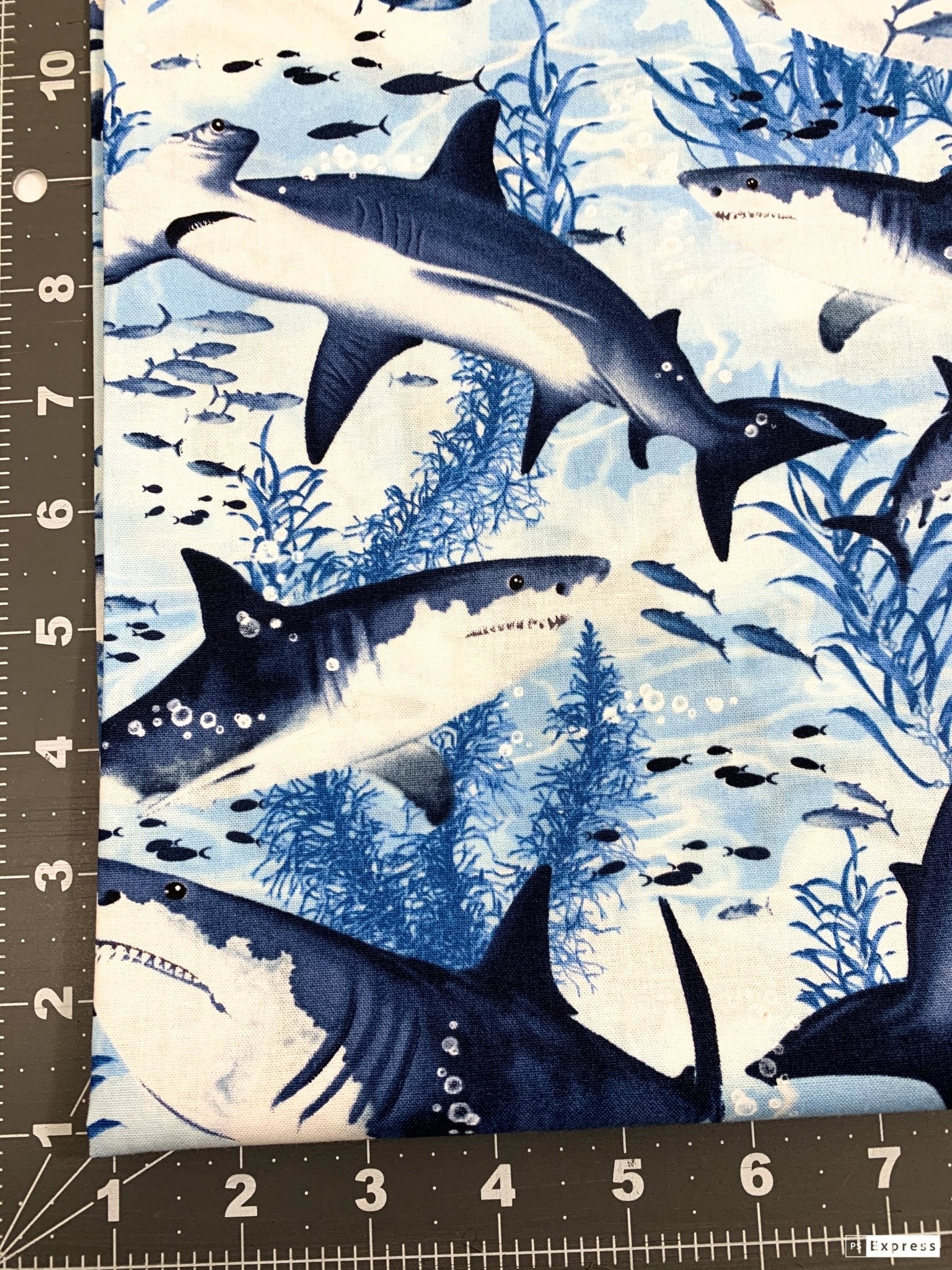 Shark fabric C7980 sharks cotton fabric - Mary Jo Fabrics