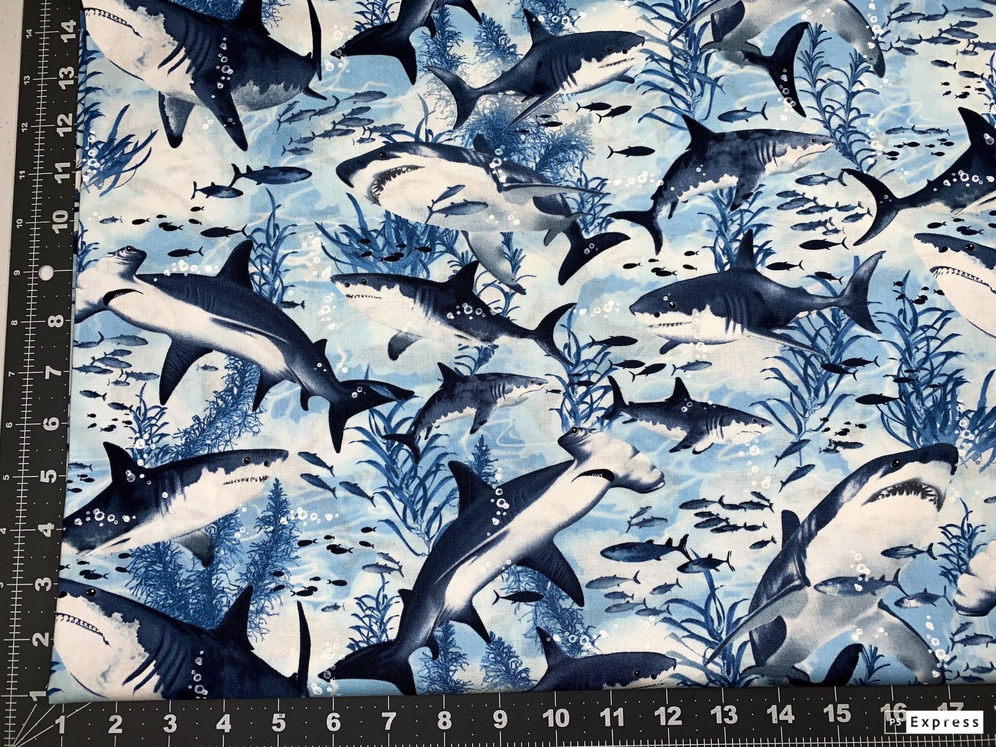 Shark fabric C7980 sharks cotton fabric - Mary Jo Fabrics