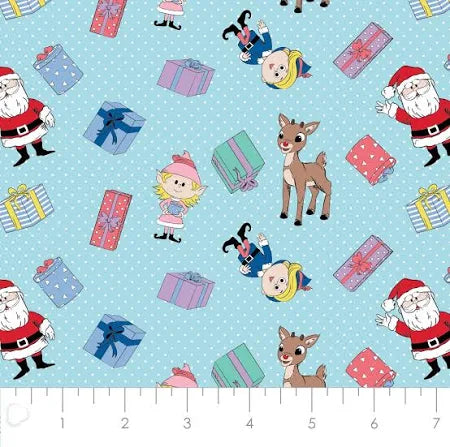 Santa Workshop Rudolph fabric Christmas cotton fabric