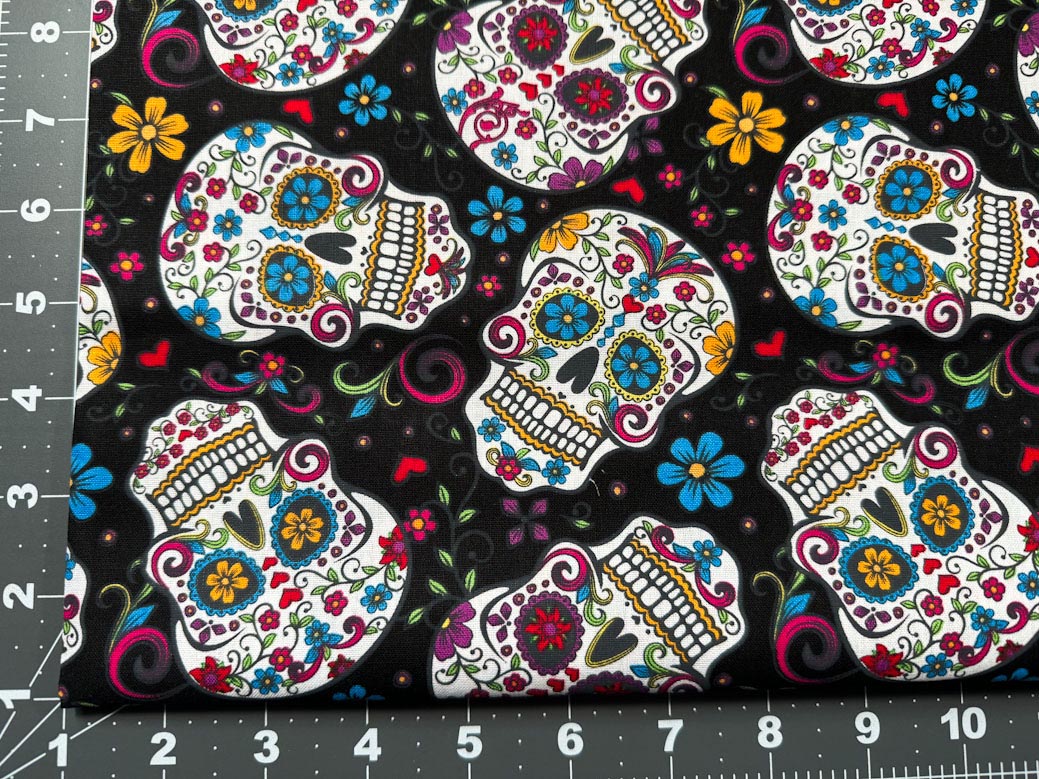 Folkloric Skulls fabric DT28882C skull cotton fabric