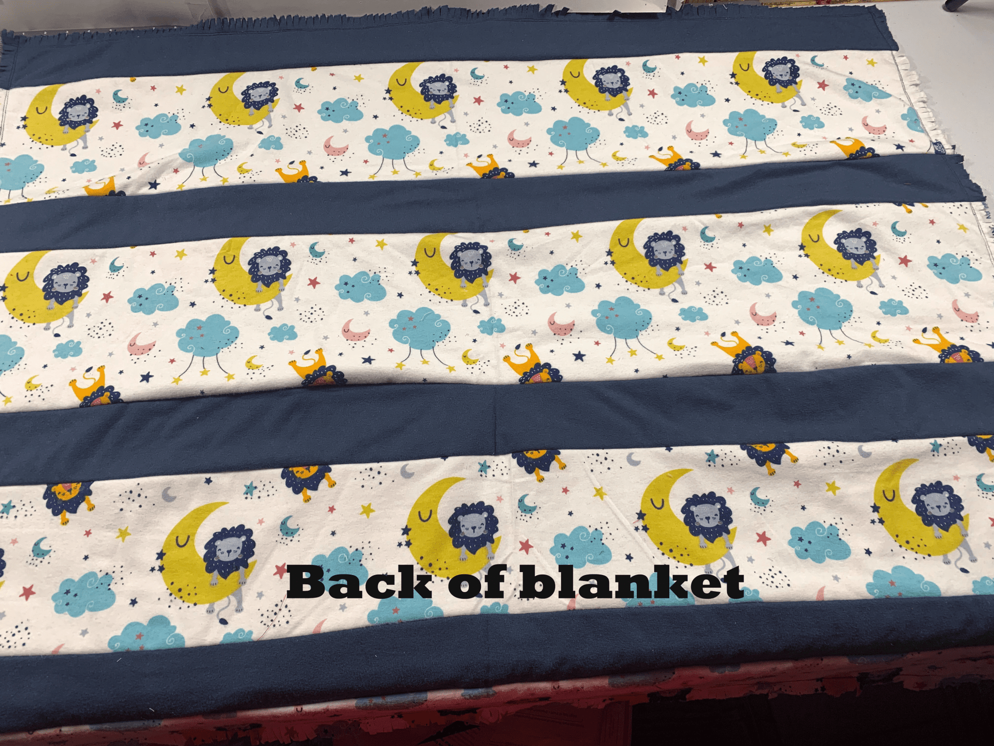 Sleepy Lion Flannel Baby Blanket 36"x41" Finished - Mary Jo Fabrics