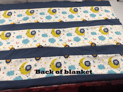 Sleepy Lion Flannel Baby Blanket 36"x41" Finished - Mary Jo Fabrics