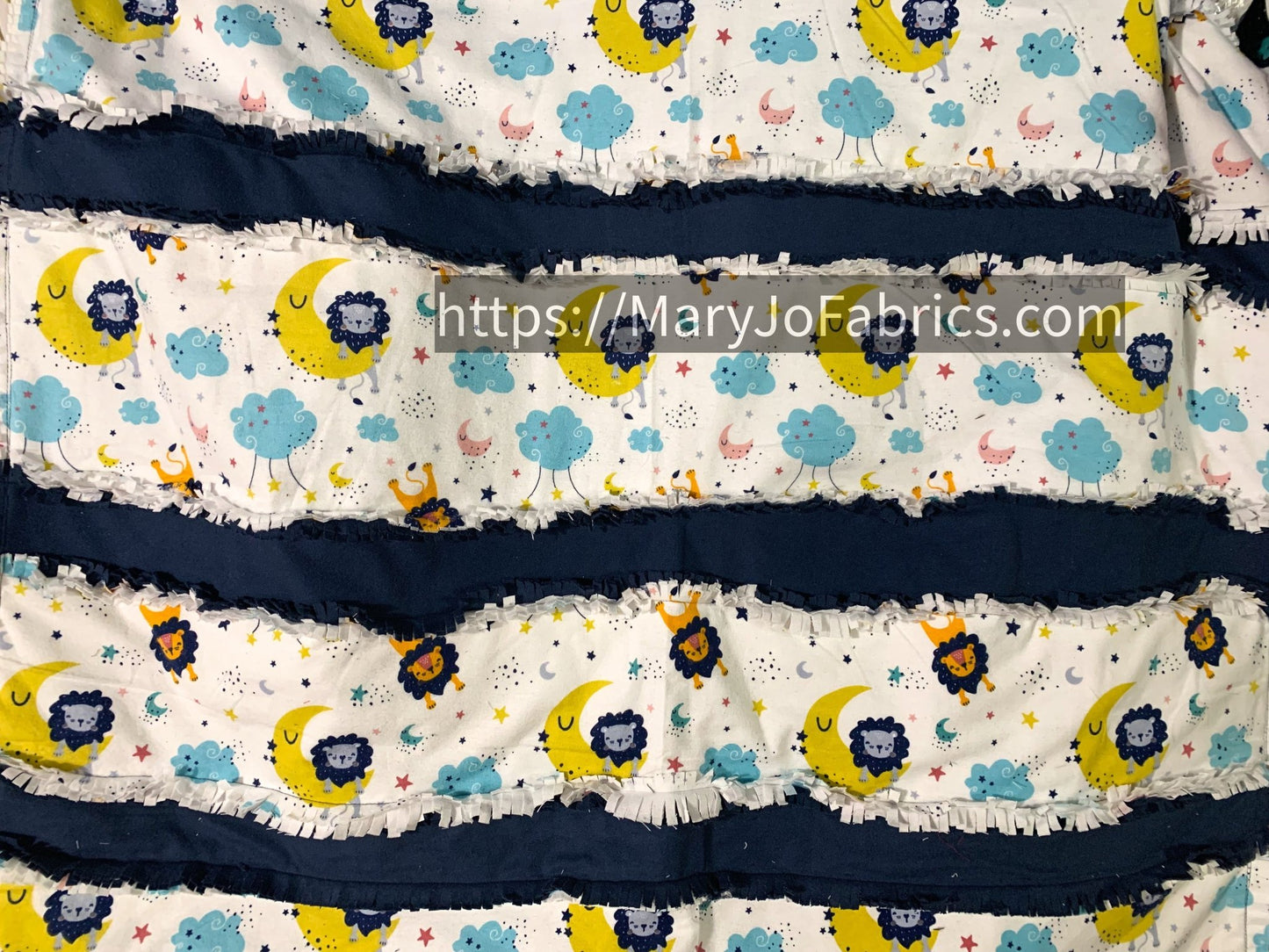 Sleepy Lion Flannel Baby Blanket 36"x41" Finished - Mary Jo Fabrics