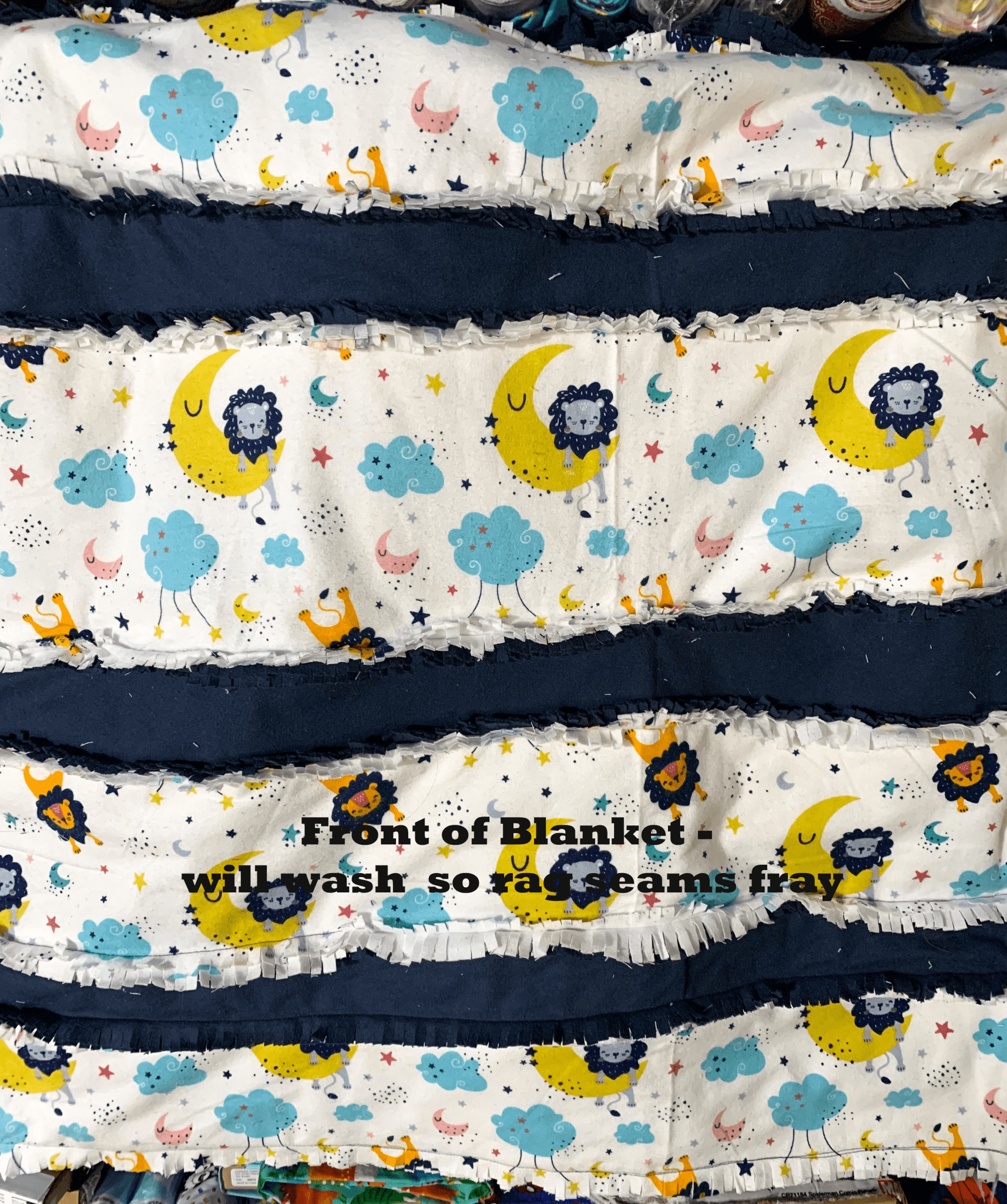 Sleepy Lion Flannel Baby Blanket 36"x41" Finished - Mary Jo Fabrics